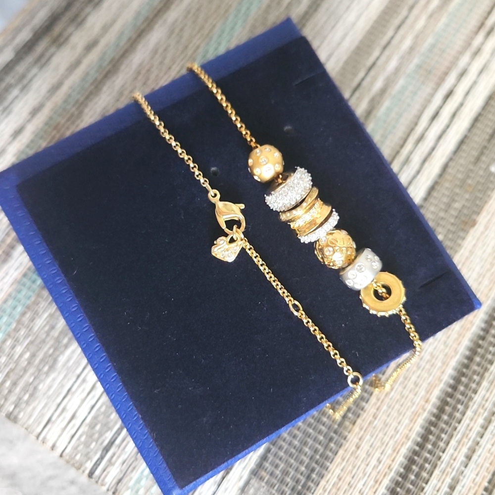 SWAROVSKI Gold And Silver Charm Bead Necklace - Picture 2 of 7